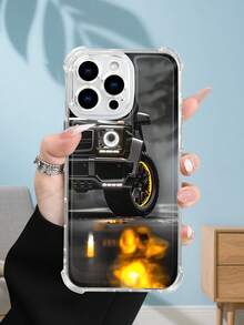 1PC Funda transparente con diseño de vehículo todoterreno negro con rines dorados y luces brillantes, estilo minimalista robusto y moderno, protección contra caídas, ideal para hombres y amantes de los autos de alto rendimiento y el estilo urbano, regalo perfecto para fiestas, amigos, pareja o familia : funda transparente resistente a golpes, compatible con Apple Phone17/16/15/14/13/12/11/XS/XR/X/PLUS/PRO/PROMAX, agarre cómodo, regalo ideal para ocasiones especiales - transparente - Ver 4