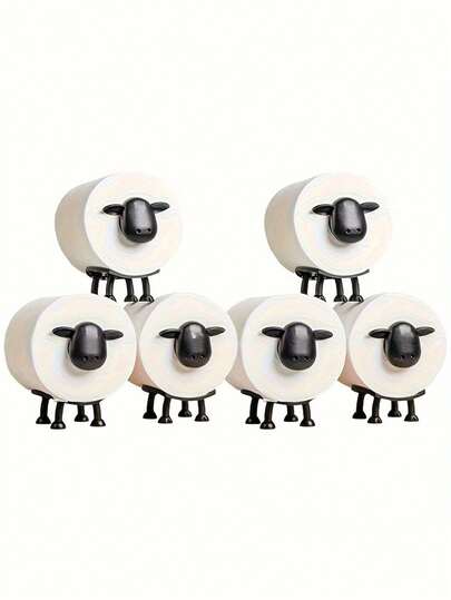 1-6pcs Sheep Shaped Toilet Paper Holder, Independent Bathroom Set, Funny Black Sheep Toilet Paper Holder, Tissue Storage, Cute Bathroom Decor Bathroom Accessories Bathroom Tools