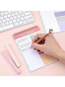 دفتر قائمة المهام اليومية - مخطط محمول للعمل والدراسة والياقة البدنية والأهداف الأكاديمية - دفتر مهام تنظيمي محفز - لوازم العودة إلى المدرسة - متعدد الألوان - مشاهدة 6