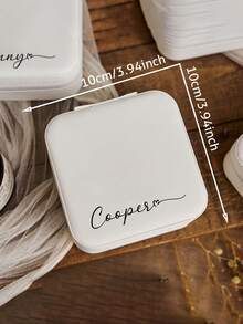 Customizable Name Jewelry Box, Beige Bridesmaid Jewelry Box, Zipper Closure, Fabric Lining, With Compartments, Travel Jewelry Storage Box, Suitable As Bridesmaid Gift, Birthday Gift, Thanksgiving Gift, Mother's Day Gift, Travel Jewelry Box, Jewelry Organizer - Multicolor - View 8