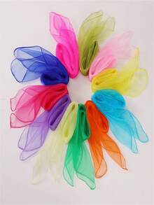 5条尼龙感官玩具围巾，色彩缤纷的糖果色舞蹈方巾套装，适合日常玩耍、舞蹈和杂耍，是圣诞节、新年和万圣节等节日活动的百搭礼物 - 彩色 - 查看 12