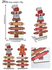 قطعتان من اللوحات الخشبية المزينة برجل الزنجبيل الخشبي وشجرة لديكور المكتب والمنزل وحفلات الزفاف والأعياد