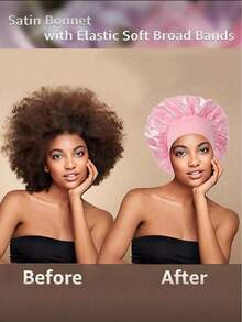 3pcs Women's New Wide Version Solid Color Silk Nightcap, Satin Hair Cap - Soft Shower Cap, Equipped With Comfortable Elastic Band, Suitable For Daily Use, Silk Cap, Satin Cap, Christmas Gift, Gift For Girlfriend, Gift For Boyfriend, Gift For Family, Gift For Dad, Gift For Mom, Suitable For Home, Bathroom And Bedroom Use. Good Helper For Home And Bathroom Decoration,