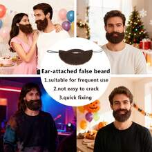 1pc Brown Fake Mustache, Men's Beard Disguise, Fake Male Facial Hair Prop, Suitable For Costume Role Play, Holiday Parties - Multicolor - View 6