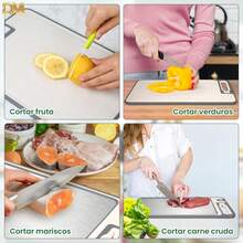 Tabla de Cortar de Acero Inoxidable,tabla de picar de paja de trigo,2 IN 1,Tablas para Picar Cocina de Doble Cara,Tabla de cortar de aleación de titanio,cocina accesorios,Descongelar la tabla de cortar,Antiarañazos, Anticorrosión, Inoxidable 304 y Paja de Trigo PP sin BPA, con Afilador de cuchillos, Con bandeja de drenaje y alfombrilla antideslizante de silicona.adecuada para comidas festivas y uso diario en la cocina.JJ0001C17 - Albaricoque grande - Ver 9