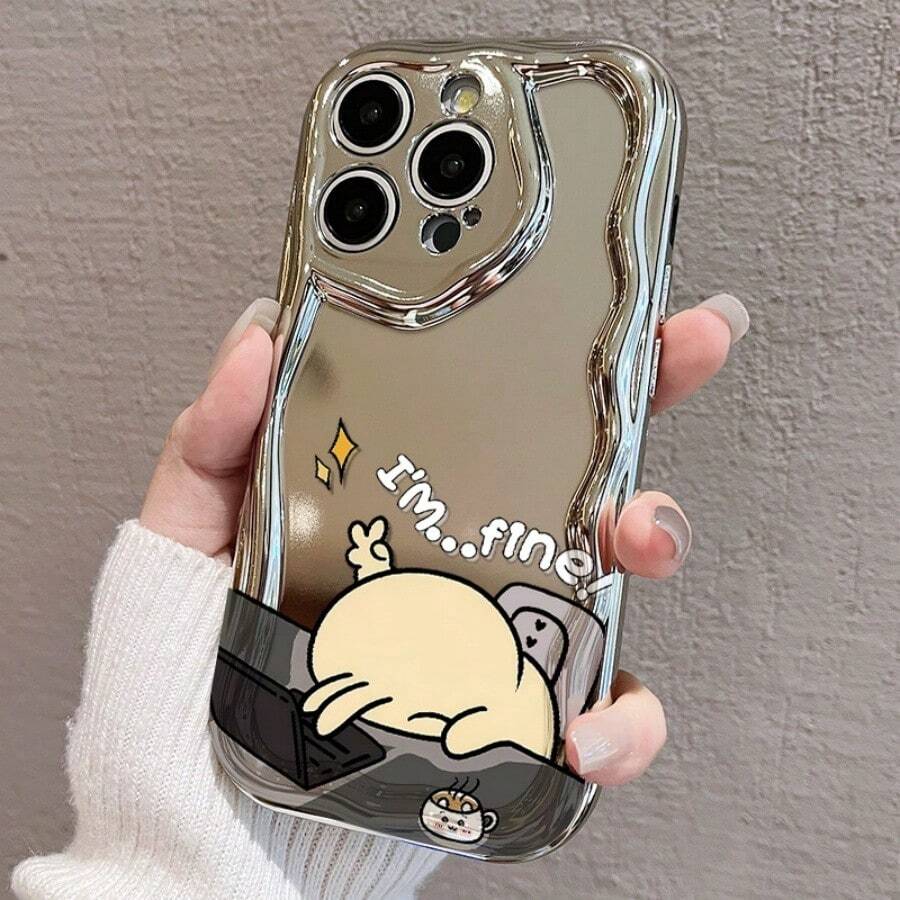 かわいいねこデザイン電鋳防摔ケース for 17promax,16pro,15plus/14/13/12/11 スマホ保護カバー 衝撃吸収 スタイリッシュ 可愛いデザイン 携帯電話ケース 軽量 耐久性抜群 日常使用に最適 アニメキャラデザイン ケ - シルバー - チェックする 1