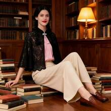 1pc Elegant Bride Hollow Out Shawl, Vintage Lace Cloak/Casual Versatile Sun Protection Shrug, Fashion Accessory For Parties, Festivals, Balls - Multicolor - View 11