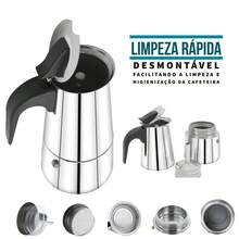 Italian Coffee Maker, 4 Cups, Espresso And Moka, Stainless Steel - Bạc - Xem 2