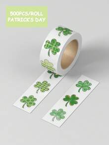 500Pcs St. Patrick's Day Green Lucky Clover Stickers Roll Decals 10 Unique Designs Shamrock Decorative Reward Seal Sticker Waterproof Self-Adhesive No Residue For Envelope Journal Decor Party Supplies Classroom Rewards Holiday Crafts Gift Packaging For Kids Adults Christian - Pink - View 1