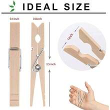Pasadores de madera para colgar ropa, 3.5 pulgadas, pinzas de madera resistentes, pasadores de ropa para manualidades, clips de madera para fotos. Resistente a la corrosin - 100 unidades - Ver 3