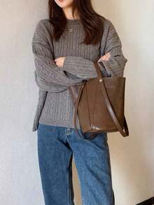 Túi xách thời trang đa năng tinh tế, Túi xô trơn màu đơn giản phổ biến phong cách retro, Túi đeo chéo nữ đa năng và thanh lịch để sử dụng hàng ngày, Túi đeo nách một bên vai cổ điển và ấn tượng, Thích hợp để đi làm, mua sắm, hẹn hò và tặng quà, v.v. - Cà phê nâu - Xem 3