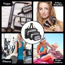 3 Piezas Bolsa de Maquillaje Impermeable, Neceser de Viaje para Mujer y Hombre, Cosmetiquera para Maquillaje Transparente, Bolsa para Bao Portatil y Gran Capacidad, Separacin en y Hmedo - Neceser + black - Ver 8