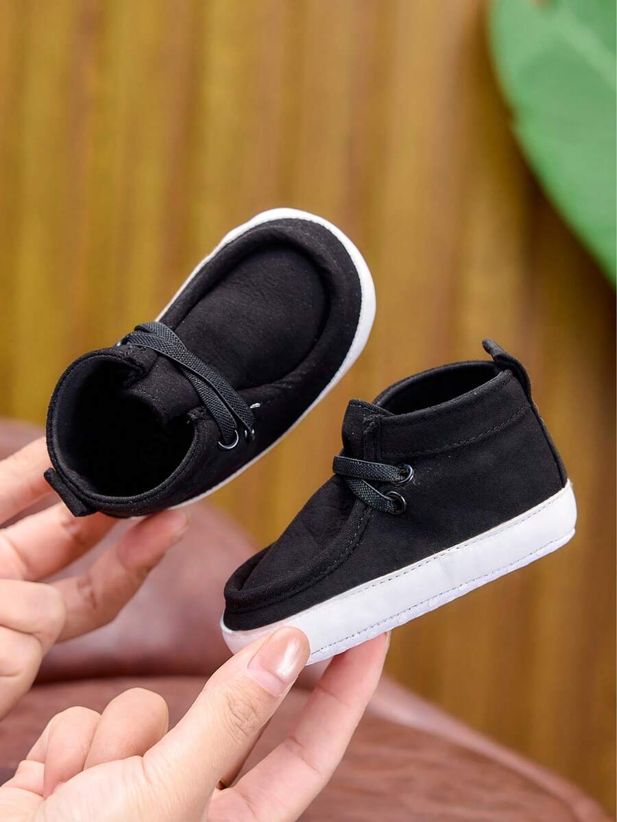 0-1 Year Old Infant Lightweight Slip-On Fashion Casual Shoes, Versatile Solid Color Suitable For Indoor & Outdoor Activities, Spring/Autumn - Black - View 1