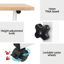 Mesa de Escritorio para Portátil Artiss Ajustable 60CM Madera Clara - Roble - Ver 6