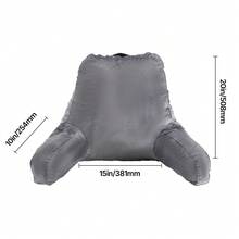 Almohada de lectura , almohada de cama grande con espuma viscoelástica triturada, almohada de espalda con 3 bolsillos y tela corta de terciopelo lavable, parte superior con asa, para ver televisión, leer, jugar y descansar, gris - cama grande - Ver 10