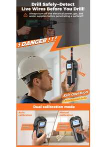 POROMETISTO-DSF01 Detector de pared/vigas de 6 en 1, localiza con precisión agujeros/cables eléctricos activos/metal/vigas de madera, herramienta de detección multifunción para madera/metales ferrosos/no ferrosos - Gris - Ver 5