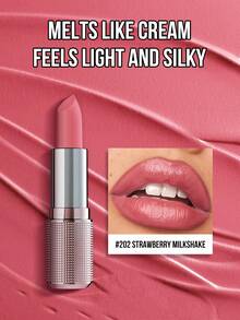 Misslyn 柔滑不粘腻保湿唇膏，柔滑滋润缎面唇膏，高光泽浓郁可叠加裸色，适合Y2K妆容、派对、海滩、旅行、假日、露营、户外活动、礼物、玫瑰、时尚女孩、新年彩妆、角色扮演、最佳旅行、节日、色彩缤纷、校园、学校、魅力氛围、中国新年、情人节礼物、纯素、零残忍、万圣节、南瓜、不给糖就捣蛋、10月31日、鬼魂 - #202 STRAWBERRY MILKSHAKE - 查看 5