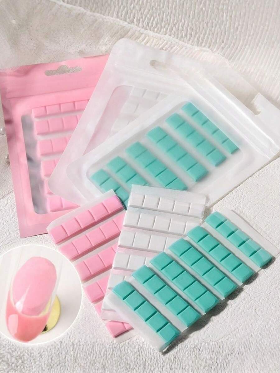 30pcs/Pack Nail Art Clay, Green/White/Pink Odorless Reusable Modeling Clay, Nail Practice Stickers, Nail Technician & Beginner DIY Nail Art Tools, Easy To Stick Without Residue - Multicolor - View 1