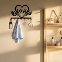 CIFbuy Fashionable Love Metal Key Hooks With 7 Hooks - Wall Mounted Storage Organizer, Suitable For Cat Pattern Decoration, Keys, Towels, Jackets, Kitchen Supplies, Etc. - Durable, Rust Proof Home Decoration, Perfectly Reflecting Warmth And Love,Suitable For Room Decor - Multicolor - View 9