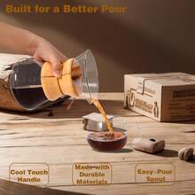 Coffee Brewer,Pour Over Coffee Maker 400ml Double Filter Wooden Sleeve Coffee Brewer Filter Suitable For Home Cafe Parties - 透明的 - 查看 6