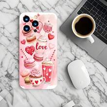 1PC Phone Case,  Love Macarons Hearts Cupcakes Lollipop , Stylish Phone Case, Phone Decoration, All-around Lens Protection, Creative Small Gift, Funny Gift for Boys and Girls - Negro - Ver 6