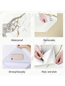 1 Roll Of Glossy White/Pink Marble Contact Paper, Suitable For Countertop Granite Wallpaper, Marble Is Peeled And Pasted Wallpaper, Self-Adhesive Removable Kitchen Wallpaper, Waterproof And Easy-To-Clean Vinyl Film Roll, Home Decoration