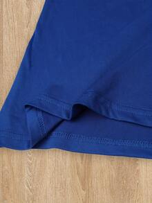 Spring Tops Women's Western Cowboy Boots And Hat "Boots Landing" Slogan Print Pattern T-Shirt - Casual Short Sleeve T-Shirt, Suitable For Summer And Autumn, Soft And Comfortable Fabric, Simple And Fashionable, Casual Versatile Loose And Comfortable Tops - Màu xanh lam - Xem 3