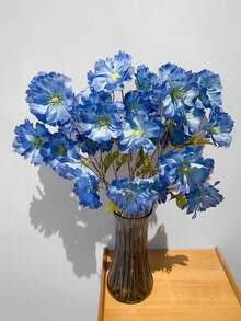 1pc Artificial 3-Head Water Lily Fake Flower, Suitable For Living Room Tabletop Decor, Gift For Ladies, Mothers, Friends, Floral Enthusiasts, DIY Decoration, Bedroom Decor, Wedding Decor, Bridal Bouquet, Artificial Flower - Blue - View 4