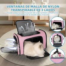 Bolsa Mascotas Plegable Transportadora Gato Perro  Portátil.Mochila grande para mascotas, ideal para gatos, perros y otros animales pequeños,Viajar con tu mascota es fácil. La maleta cómoda y diseñada para viajar en avión,¡Esta bolsa portátil permite llevar fácilmente a su mascota en el automóvil, en el tren o incluso en el avión!Bien ventilado y súper cómodo para conducir. El espacio de almacenamiento adicional y los bolsillos permiten mucho lugar para bocadillos, juguetes, alimentos y otras necesidades.Versátil  Se puede usar como bolso de mano o bandolera gracias a su correa ajustable. - rosa rosa - Ver 7