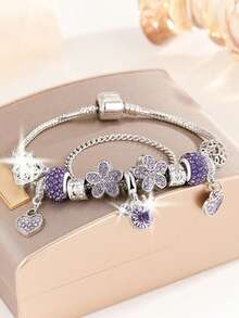 1pc Artisanal Fashion Multi-Color Hollow Heart Star Plane Pink Eiffel Tower Clay Postcard, DIY Snake Bone Chain, Bracelet & Wristband - Rose Gold - View 15