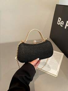 Niche Temperament Box Bag, Autumn And Winter New Fashion Chain Banquet Bag, Sparkling Diamond Women's Shoulder Crossbody Bag, Fashionable Women's Gold Chain Shoulder Bag, Evening Dress Bag, Women's Handbag, Women's Luxury, Women's Style New Fashion Handheld Handbag, Small Square Diagonal Cross Shoulder Party Bag, Polyester Leather - Multicolor - View 14