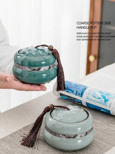 Tarro de té de horno Ru de gran tamaño, frasco de almacenamiento de cerámica hermético para uso doméstico, recipiente para frutas secas y aperitivos