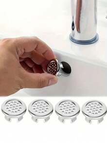 5pcs Sink Overflow Drain Cap Decorative Ring For Countertop Water Stopper Home Bathroom Decor Fall Decor Back To School - Silver - View 14