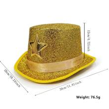 Sombreros de copa alta de Año Nuevo con purpurina y estrellas para fiestas de discoteca, para magos, cumpleaños, bodas y carnavales. - Rojo - Ver 7