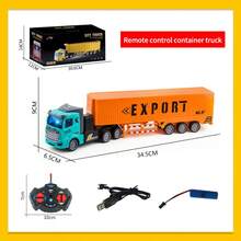 1:48比例遥控自卸车套装，包含1辆推土机/4辆塑料小车，工程车玩具，半挂牵引车，适合3岁及以上儿童，遥控车玩具