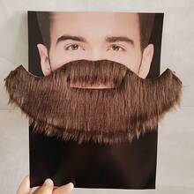 1pc Brown Fake Mustache, Men's Beard Disguise, Fake Male Facial Hair Prop, Suitable For Costume Role Play, Holiday Parties - Multicolor - View 12