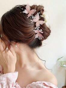 1pc Women White Bowknot Faux Pearl Big Size Sweet Hair Claw Clip For Updo Hairstyles Hair Clips Hair Jaw Clip Hair Clamps Hair Clutch Hair Catcher Clip Fall Winter Hair Accessories For Women For Vacation Outfits Woman - Màu xanh lam - Xem 4