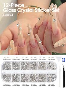 Set de materiale pentru unghii din sticlă 2600/1360 buc, pietre prețioase pentru unghii, decorațiuni 3D pentru unghii, materiale din sticlă plată transparentă colorată, accesorii pentru unghii în stil Y2K, unghii cu perle de diferite forme, pietre decorative pentru unghii - Multicolor - Vizualizare 13