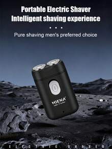 HIENA 1pc Men's Electric Shaver, Smooth And Smooth Rotating Shaving, USB Lithium Battery Charging, Mini Body For Easy Work And Travel, Accompanying You In Every Daily Life - Black - View 1