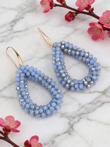 sehuoran 1 Pair Handmade Beaded Crystal & Pearl Bohemian Style Earrings, Colorful Personalized Versatile Dangling Earrings With High-End Elegant Mixed Color, Suitable For Party & Daily Wear - Earrings - View 25