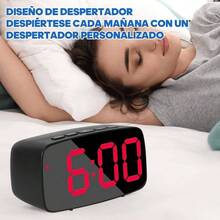 Reloj Despertador Digital, Reloj Escritorio con Luminosidad Regulable y Indicacion de Fecha y Temperatura, Reloj con Puerto de Carga Rojo - Rojo - Ver 5