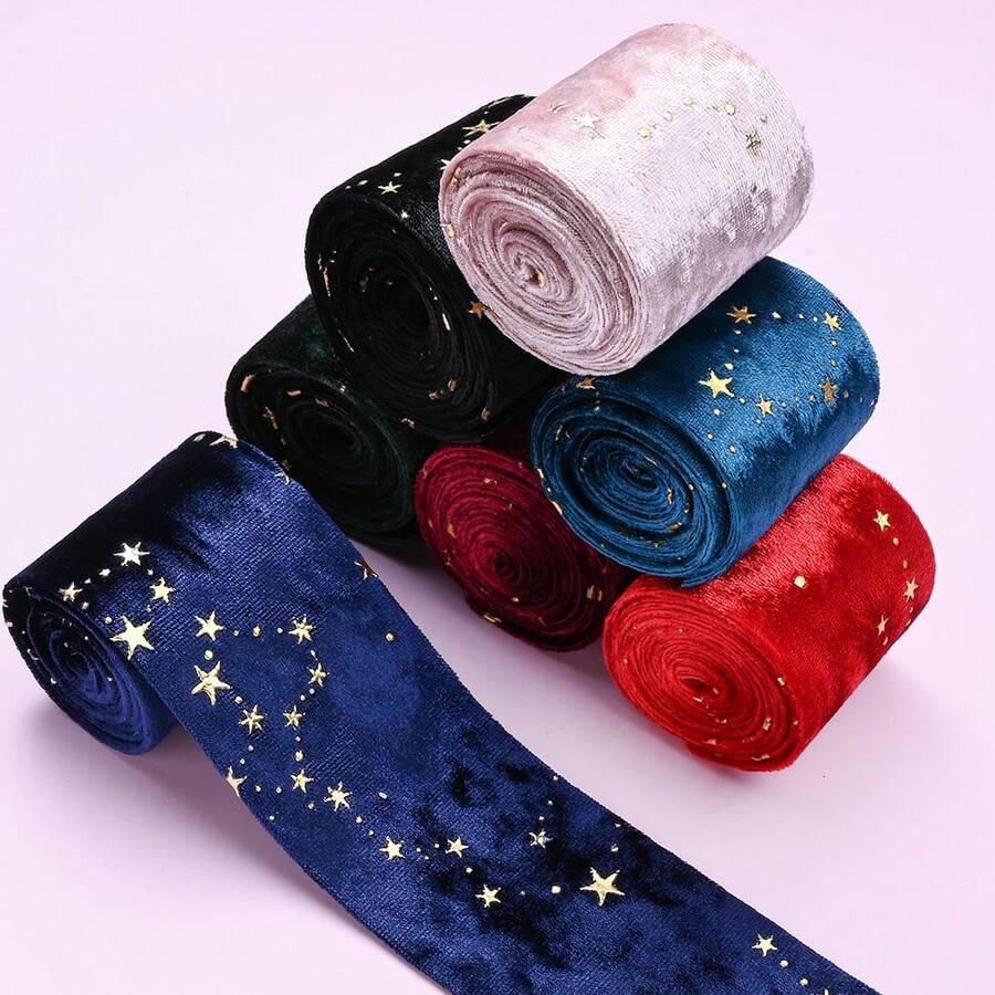 2.5厘米单面丝绒丝带，适用于珠宝展示包装、鲜花礼品包装、蝴蝶结DIY派对装饰 - 彩色 - 查看 1