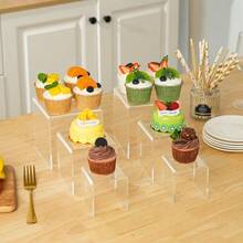 10pcs 2 Set Acrylic Risers For Display Clear Perfume Organizer Stands Acrylic Display Risers For Show Figures, Cupcake, Jewelry, Toys, Perfume And More (Large Size) - 6 塊正方形 - 查看 4