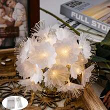 RTONTR 1pc 2m LED White Light Fiber Optic Flower String Lights, Warm Fairy Lights, Battery Powered, New Year Decor, Indoor Living Room, Bedroom, Dorm Decoration, Suitable For Daily, Valentine's Day, Ramadan And Other Holidays - Fiber Optic Flowers - View 5