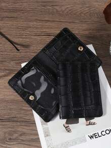 迷你钱包，时尚简约卡包，纤薄轻巧，方便携带，可装现金、身份证、信用卡、硬币，适合作为生日礼物、周年纪念礼物，送给爱人、女性、女孩、青少年、大学生、学生、男士。 - 黑色 - 查看 5