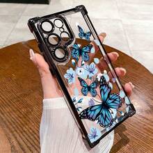 Funda protectora para teléfono con patrón de mariposa azul compatible con Samsung para los modelos Galaxy S25 Ultra, S24 FE, S23 Ultra, S22 y S21 Plus 5G. QQUF - Multicolor - Ver 8