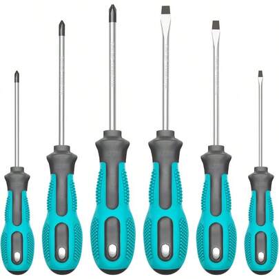 Magnetic Screwdriver Set 6-Piece Screw Driver Kit With 3  And 3 Flat Professional Non-Slip Cushion Grip Nut Driver Repair Tool Set. Stocking Stuffers For Men Gifts