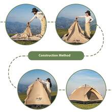 Gold Outdoor Shelter Automatic Pop-Up Tent, Sunshade,Portable Camping Tent ForTravel, Beach, Fishing,2-3/3-4Person Waterproof - Vàng - Xem 2