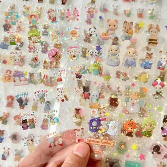 Cute Funny Sembel Stickers, Transparent Waterproof Animal Stickers, Shining And Beautiful, Suitable As Reward Gifts, DIY Phone Case Decorations, Cute & Fun, Decorative Stickers For Water Bottles, Refrigerators, Phones, Notebooks, Backpacks