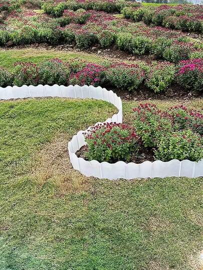 Decorative Garden Fence Edging Set, Plastic Lawn Divider, Fence For Yard, Flower Bed, Vegetable Garden, No Digging Required